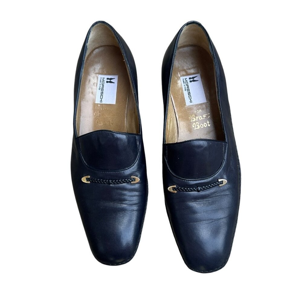 Moreschi Vintage Navy Blue Leather Men's Italian Dress Shoes Size 8.5